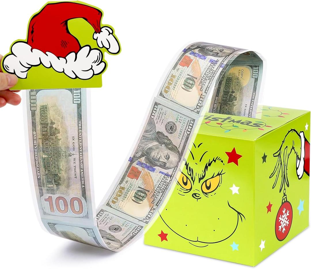 DAZONGE Christmas Gifts for Party, Xmas Money Holders for Cash with 100 pcs Transparent Bags, Christmas Money Pull Pouch for Adults Gifts