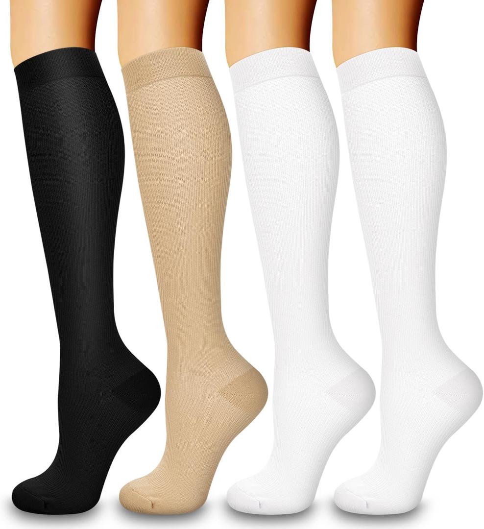 4 Pairs Compression Socks for Women and Men-Circulation Best Support Socks for Running,Athletic,Cycling