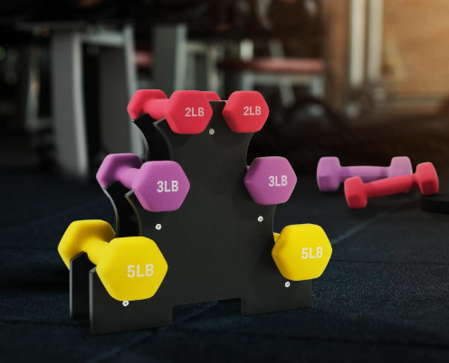 Fitvids Neoprene Coated Dumbbell Set with Rack, Free Hand Weight Set For Home Gym Workout, Anti-Slip, Anti-roll, 20LBS, 32LBS, 50LBS and 56LBS Sets, Multiple Weight Options