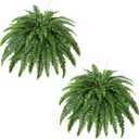 Artificial Boston Fern Bush- Set of 2 Large Artificial Ferns for Outdoors, 45Inch Large Faux Ferns, Suitable for Office & Living Room Decor, 55Branches for Each Bouquet