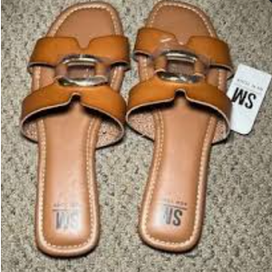 SM NEW YORK Wedge Sandals, Color Brown, Size 9