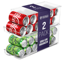 Soda Can Organizer & Soda Can Dispenser for Refrigerator - Fridge Organizer & Stackable Drink Organizer for Fridge or Refrigerator - Holds 12 Cans Each, BPA Free - 2 Pack
