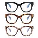 ZXYOO 3 Pack Oversized Blue Light Blocking Reading Glasses for Women, Retro Style Readers with Spring Hinge +2.50