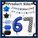 6 7 Birthday Decorations Six Seven Theme Birthday Party Decor Happy Birthday Decoration Funny 6 7 Meme Party Supply with I was 6 Now I'm 7 Banner 6 7 Balloon Blue Black and Checkered Balloons