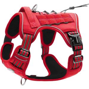 AUROTH Tactical Dog Harness for Large Dogs No Pull Adjustable Pet Harness Reflective K9 Working Training Easy Control Pet Vest Military Service Dog Harnesses Red M (M(Neck:16-22",Chest:22-33"),35-50 lbs)