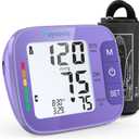 Upper Arm Blood Pressure Monitor with Wide Cuff, Automatic Digital BP Machine for Home Use, Large Backlit Display, Irregular Heartbeat Detection, Includes Storage Bag & 260 Memory (Purple)