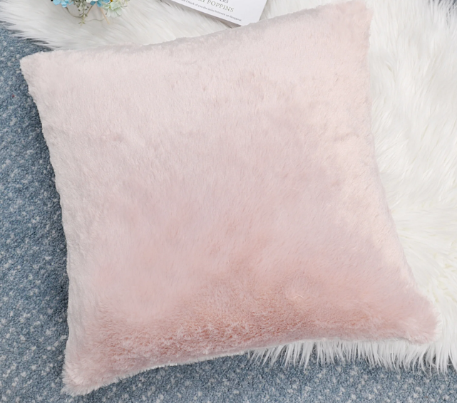 Home Soft Things Faux Fur Throw Pillow Cover 4 Piece Set-Peach Blush - 20" x 20"