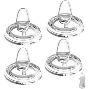 Sippy Spout Nipples for Dr. Browns Wide Neck Baby Bottles, Transition Straw Sippy Cup 100% Food Grade Silicone Soft Nipple, 6m+, Pack of 4