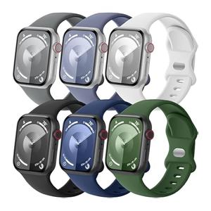 SNBLK 6 Pack Sport Bands Compatible with Apple Watch Bands for Men 45mm 46mm 44mm 41mm 40mm 42mm 38mm 49mm Women, Soft Silicone Apple Watch Ultra 2 Band for iWatch Series 10 9 8 7 6 5 4 3 2 1 Ultra/SE, Set Of 3