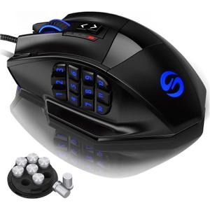 UtechSmart Venus Gaming Mouse RGB Wired, 16400 DPI High Precision Laser Programmable MMO Computer Gaming Mice [IGN's Recommendation]