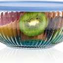 Glass Mixing Bowl with Lid, High Brosilicate Glass Salad Bowl (2.1QT), Ribbed Serving Bowls for Meal Prep, storage, Serving, Microwave Dishwasher Safe