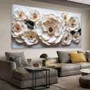 Canvas Art Wall Decor Modern Minimalist Flower Wall Decor Paintings White Flower Art Prints Floral Wall Art Pictures For Bedroom Kitchen Office Decoration 20" × 40"