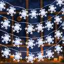 2 x TURNMEON 20 FT 50 LED Christmas Snowflake String Lights Decorations Waterproof Battery Operated Snowflakes Fairy Lights with Timer for Indoor Outdoor Xmas Party Tree Home Winter Holiday Garden Decor (Cool White)