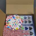 Sabary 50 Pack Valentines Day Watercolor Paint Sets Gifts Washable Watercolor Paintings with Card and 20 Meters Red Rope for Art Gifts Exchange Bulk