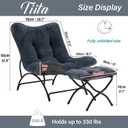 Tiita Accent Lazy Chair with Ottoman, Comfy Lounge Chair with Metal Frame and Plush Fabric, Thick Cushion Seated Cozy Recliner Chair for Reading Room, Living Room, Bedroom, Office, Dark Gray, Set
