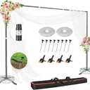 EMART Backdrop Stand 10x8.5FT Photo Studio Adjustable&Lockable Background Stand Support kit with Cross Base for Photography, Parties, Wedding, Outdoors (with 8 Tent Nails, 2 Water Bag, 4 Clamps)