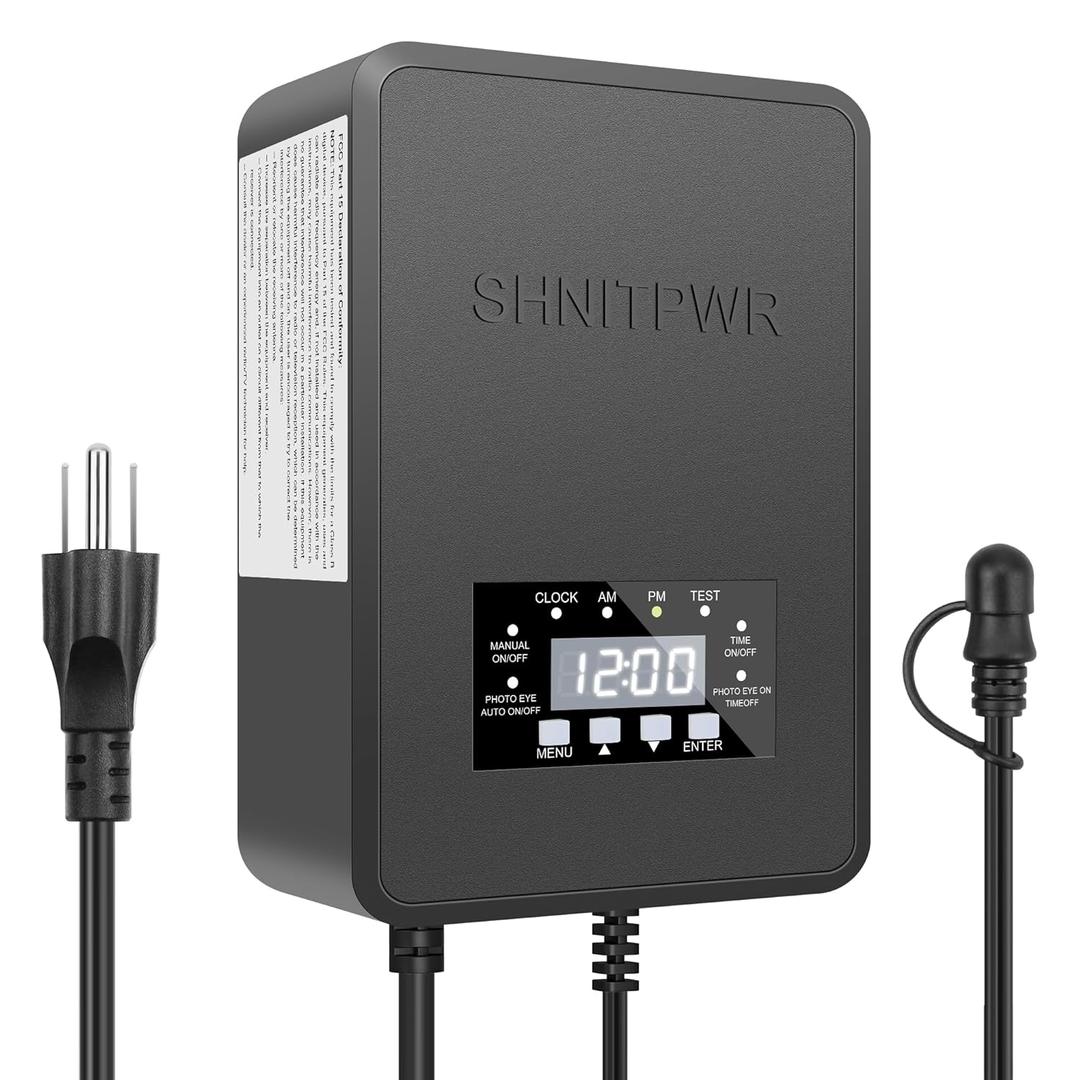 SHNITPWR 300W Low Voltage Transformer 120V AC to 12/14V AC Landscape Lighting Transformer with Timer and Photocell Sensor Outdoor Low Voltage Landscape Transformer Waterproof for Garden Lights