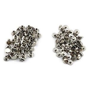 E-outstanding Phillip Chicago Screw 120sets 5x6mm Silver Chicago Screw Cross Head Phillips Drive Binding Screws Rivet Assembly Bolt for Book Binding DIY Leather Craft