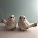 KiaoTime Farmhouse Bird Decor Resin Bird Figurines - Set of 2, Vintage & Modern Bird Decor Statue for Home Decor Accents, Cottage Bird Ornaments Decoration New White Carved Rustic Bird Figurine