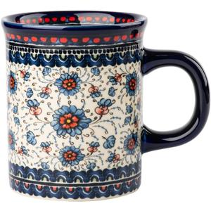 Pottery Coffee Mug,14oz, Hand Painted Ceramic Tea Cups with Unique Design for Hot or Cold Drinks (Blueberry grass)