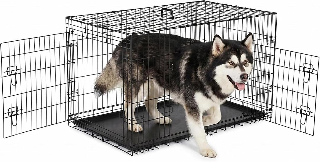 48 inch Folding Metal Wire Large Dog Crate Dog Kennel Cage with Double Door