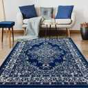 Antep Rugs Oriental 4x6 Traditional Medallion Indoor Area Rug Siesta (Navy Blue, 3'11" x 5'11")