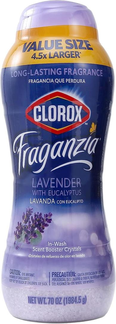 Clorox Fraganzia Laundry Scent Booster Crystals in Lavender with Eucalyptus Scent - Scented In-Wash Freshener Beads for Fresh, Clean, Great Smelling Clothes and Linens, 70 Oz (70 Ounce (Pack of 1))
