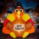 JOIEDOMI 6FT Thanksgiving Inflatable Turkey Decoration Outdoor, Light Up Inflation Turkey with LED, Happy Thanksgiving Blow Up Yard Decorations for Outside, Yard, Garden, Lawn, Party Supplies