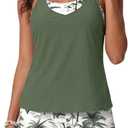 Daci Tankini Swimsuits for Women-2025 Bathing Suits 2 Piece Swimwear with Shorts for Tummy Control (Medium, Green Palm Tree)