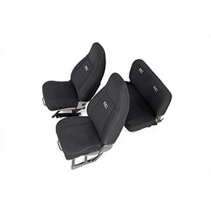Rough Country Neoprene Seat Covers for Jeep Wrangler YJ (1991-1995) - Waterproof & UV Resistant, Foam Padded, Front & Rear Seat Cover Set