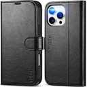 TUCCH Case Wallet for iPhone 16 Pro Max, Kickstand [RFID Blocking] 4 Card Slot PU Leather TPU Inner Shell, Magnetic Protective Flip Phone Cover Compatible with iPhone 16 Pro Max 2024, Textured Black