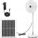 Riakrum 12 Inch Solar Standing Fan, 8800mah Rechargeable Oscillating Standing with Solar Panel, Two Charging Methods, 3 Speeds, Remote Control Floor Fan for Home Warehouse, 12 x 42.5 inches/ 30.5 x 108 cm