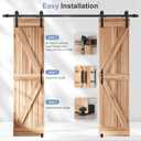 EaseLife 8 FT Double Sliding Barn Door Track and Handle Hardware Kit,Straight Pulley,Slide Smoothly Quietly,Easy Install (8FT Track Kit for 20"~24" Wide Double Door)