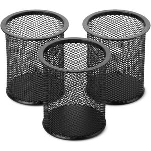 Mr. Pen- 3pcs Metal Mesh Pencil Cup Holder, Black Organizer for Desk, Pen Cups
