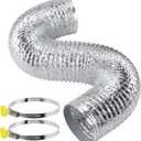 4 Inch Dryer Vent Hose Kit, Flexible Dryer Duct 3 FT for Tight Space, Extra-thick (6-Layer) Aluminum Foil Pipe Assembly, with 2 Key Hose Clamps