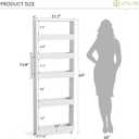LITTLE TREE 63-Inch Slim Storage Cart on Wheels, 5-Tier Tall Narrow Mobile Shelf Organizer, Rolling Utility Cart with Metal Handle for Kitchen, Dining Room, Small Spaces, White, 6" D x 21.7" W x 63" H