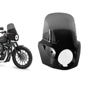 VINTGMT Motorcycle Fairing 5.75" Headlight Fairing with 13" Motorcycle Windshield 39mm Mounting Hardware for Harley Sportster 1100 1200 Iron 883 HD Dyna(Smoke)