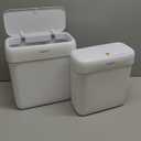 funest 2 Pack Bathroom Trash Can with Lid, 3 Gal/12 L & 2.7 Gal/10L Garbage Can with Pop-Up Lid, Small Spaces Plastic Trash Can, Slim Trash Bin Waste Basket for Bathroom,Rv, Office, White