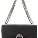 Genuine Leather Shoulder Bag Chain Purse for Women-Fashion Crossbody Bags, Evening Handbag Underarm Bags Satchel (Black)