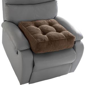 HIGOGOGO Tufted Corduroy Recliner Seat Cushion for Elderly, 20x20x6 Inch Extra Large Square Seat Cushion for Recliner Chair, Floor Pillow, Office Chair, Car, No Pressure on Thighs, Brown