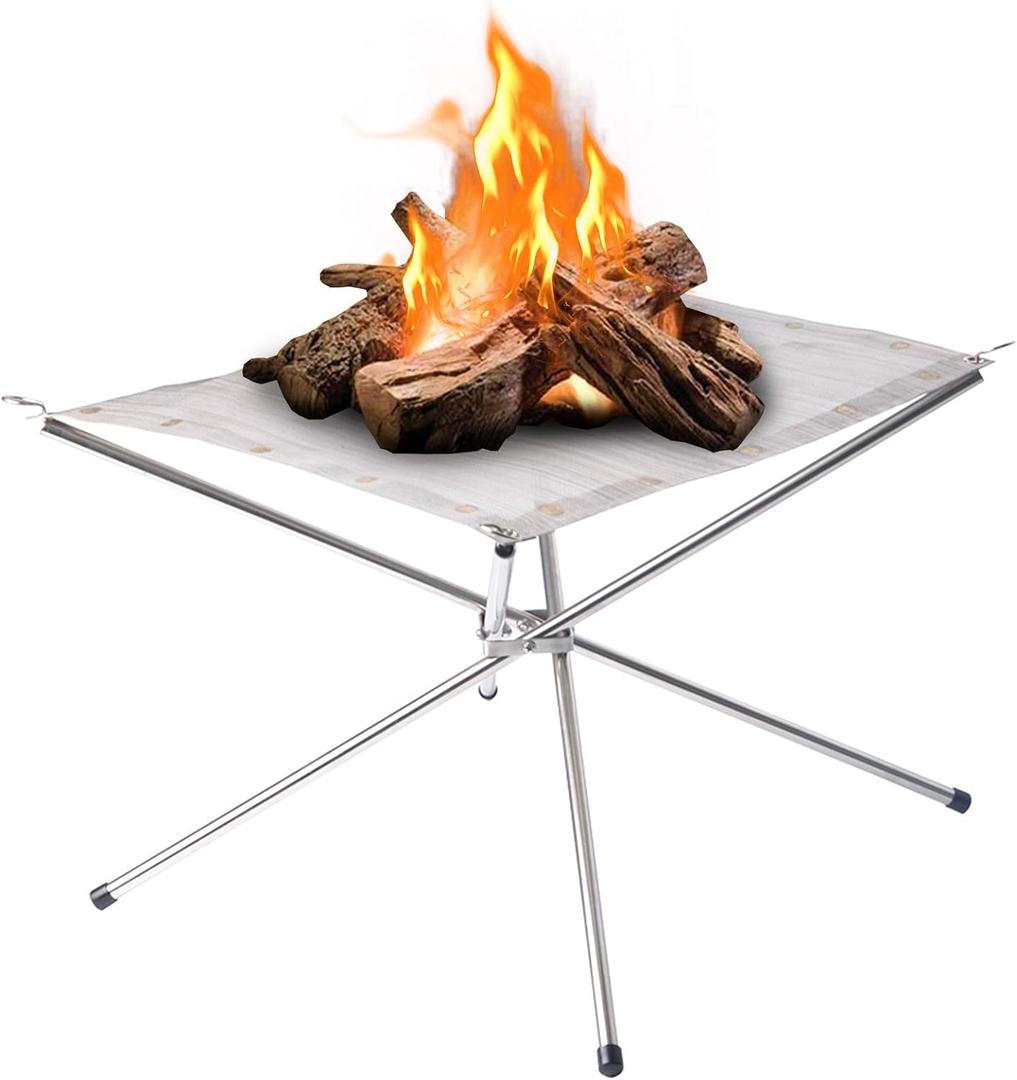 Portable Outdoor Fire Pit 22 Inch - New Upgraded Camping Fire Pit Collapsible Foldable Mesh Fire Pits Fireplace for Camping, Campfire, Patio, Backyard and Garden - Carrying Bag Included