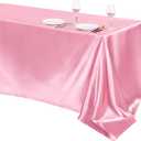 TURSTIN 1 Pack Pink Satin Tablecloth 102 x 58 Inch Overlay Satin Table Cover Rectangle Bright Silk Tablecloth Smooth Fabric Table Decoration for Wedding Banquet Party Events