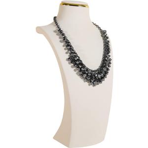 GemeShou Beige necklace hanger jewelry organizer, Velvet jewelry stand necklace holder, Large jewelry mannequin bust for necklaces【Beige-L height 13 inch】