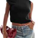 Women's Summer Fall Off The Shoulder Cropped Sweater Tops 2025 Casual Trendy Sleeveless Y2k Knit Tank Pullover (Black, XL)