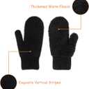 Women's Warm-Lining Winter-Gloves - Cozy Wool Knit Thick-Cold-Weather-Gloves-Mittens for Men Women (Black)
