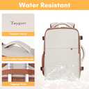 Taygeer Backpack for Women, College Backpack with Laptop Compartment & Shoe Pouch, 40l Travel Laptop Mochila Carry On Luggage, Airline Approved Personal Item Bag for Weekender Gym Hiking, Khaki White