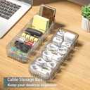Cable Storage Boxes Organizers 2 Pack, Cord Charger Storage Organizer Box Case with 20pcs Cable Ties, Stackable, Clear
