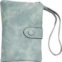 Women Wallet with Wrist Strap Soft PU Leather, Purse for Ladies with ID Window Zipper Coin Pocket 11 card slots (Light Green)