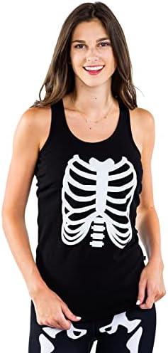 Tipsy Elves Halloween Women’s Skeleton Costume Shirt - Cute and Spooky Adult Womens Skeleton Tops - Front Printed Ribcage 1X