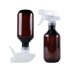 TERESRY 2 Pack 360 Spray Bottles, 10 oz Plastic Small Containers with Adjustable Spray Nozzles, Spray Bottles for Hair, Cleaning Solutions, BBQ and Plants Amber